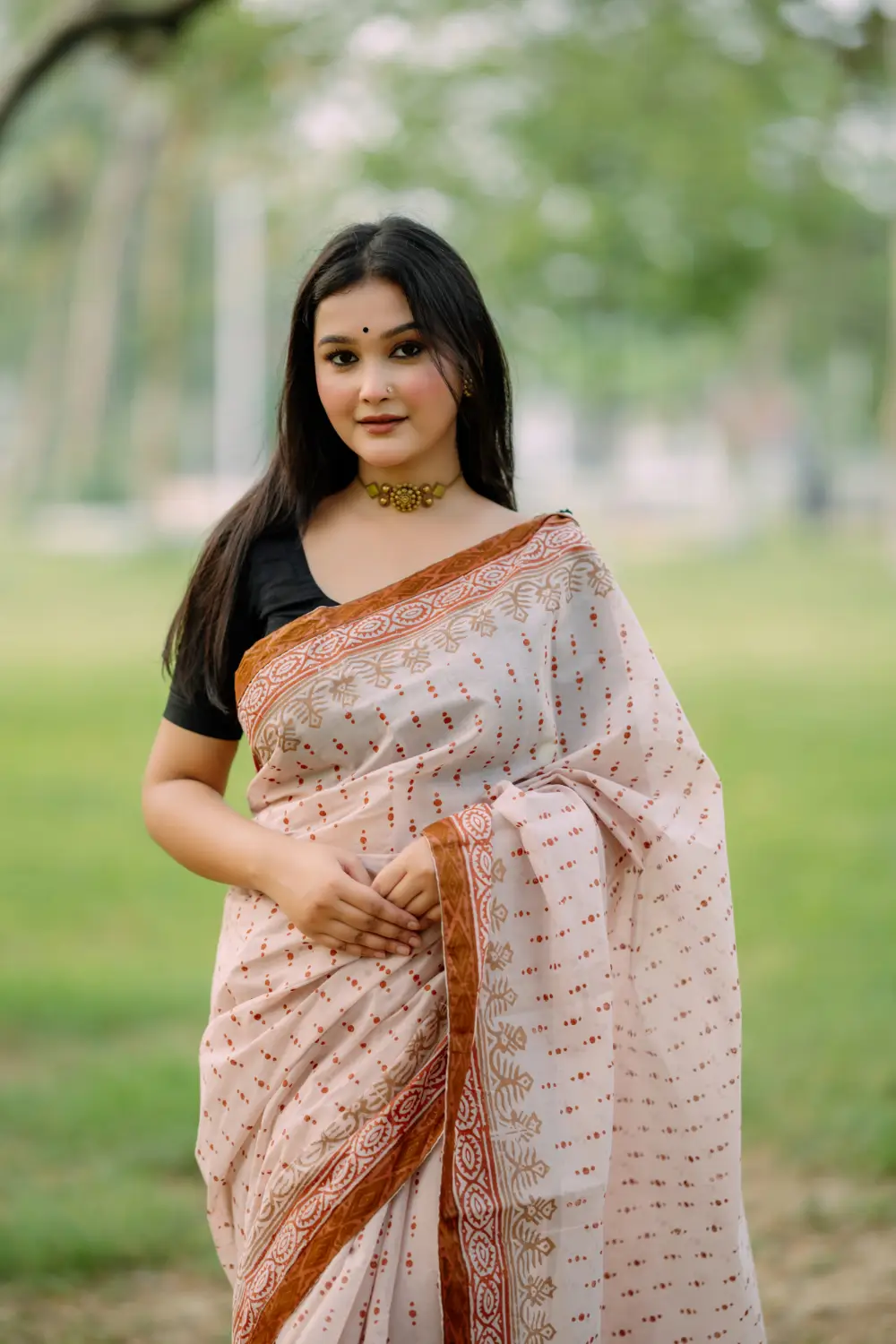 cotton haf silk saree d-17
