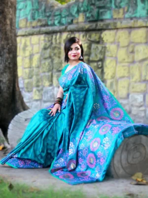 RAJSHAHI SEMI BOLAKA SILK SAREE PEST COLOR
