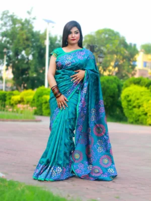 RAJSHAHI SEMI BOLAKA SILK SAREE PEST COLOR